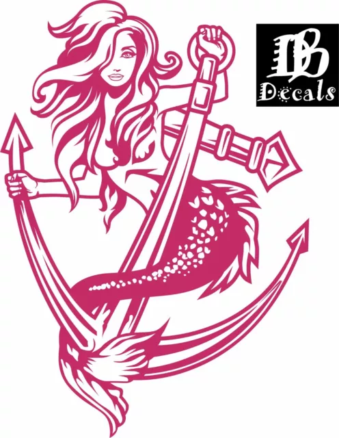 Sexy Mermaid Girl Lady Anchor Fantasy Car Boat Truck Window Vinyl Decal Sticker
