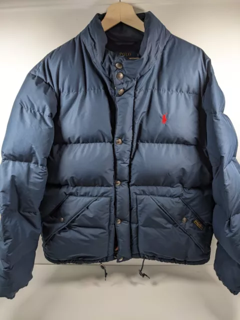 Polo Ralph Lauren Navy Padded Down Puffer Coat Bomber Jacket Mens Size XL