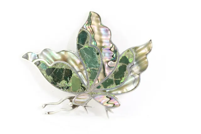FCS Plata Sterling Silver  Abalone Butterfly Brooch 16.4 grams Free Ship!