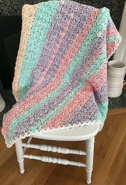baby toddler blanket lap afghan crochet handmade PASTEL RAINBOW SUGAR PLUM 31x31