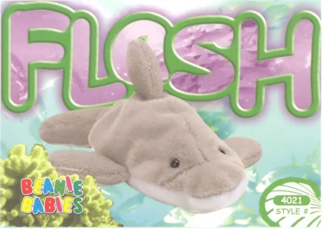 TY Beanie Babies BBOC Card Series 4 Common Flash the Dolphin NM/Mint