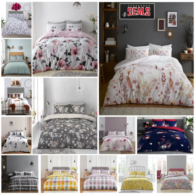 Reversible Floral Bedding Set Duvet Quilt Cover with Pillowcase Double King Size