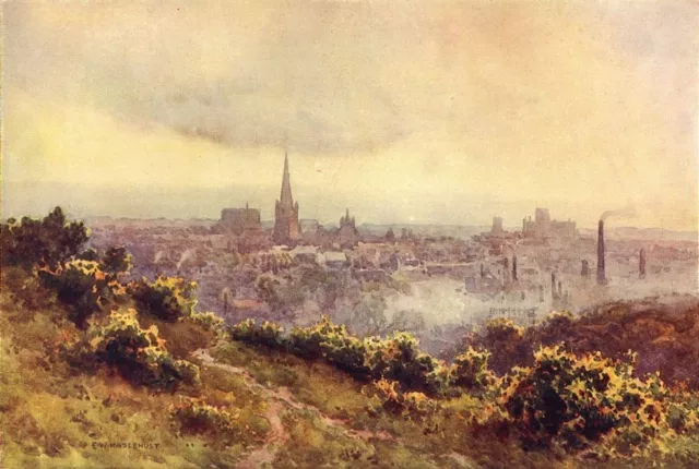 Norwich from Mousehold Heath. Norfolk. By Ernest Haslehust 1920 print