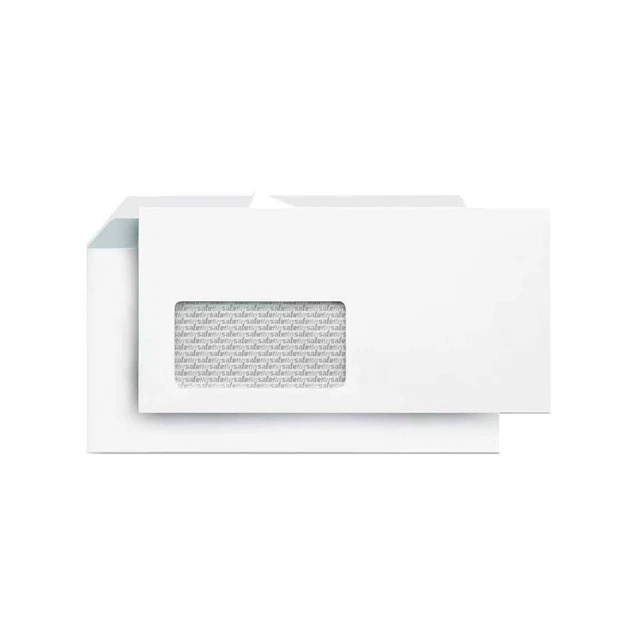 1500x Custodie per Lettera Cassaforte DIN Lunghe 110x220mm Bianche con Finestra 80g/m2, HK