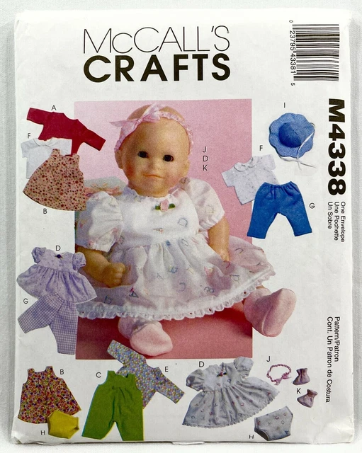 2003 McCalls Sewing Pattern M4338 11"-16" Baby Doll Wardrobe 11 Garments 10592