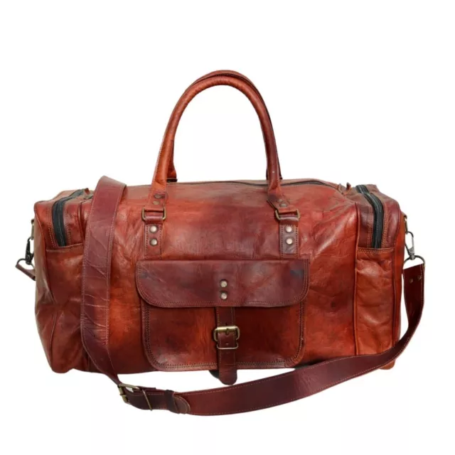 Grand sac de voyage vintage en cuir marron pour homme de 81,3 cm