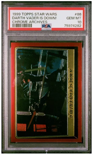 TOPPS 1999 Star Wars Darth Vader is down chrome archives PSA 10 GM POP1 !