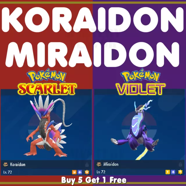 Pokemon Scarlet & Violet - Koraidon + Miraidon 6IV EV Trained READ
