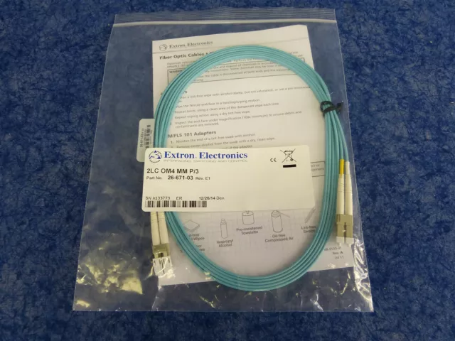 NEW! Extron 2LC OM4 MM P/3 / 26-671-03 / 3m LC to LC Multimode Fiber Optic Cable