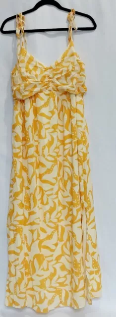 Gap Empire Waist Midi Dress Tall Womens Size M Yellow Spaghetti Straps ~ New