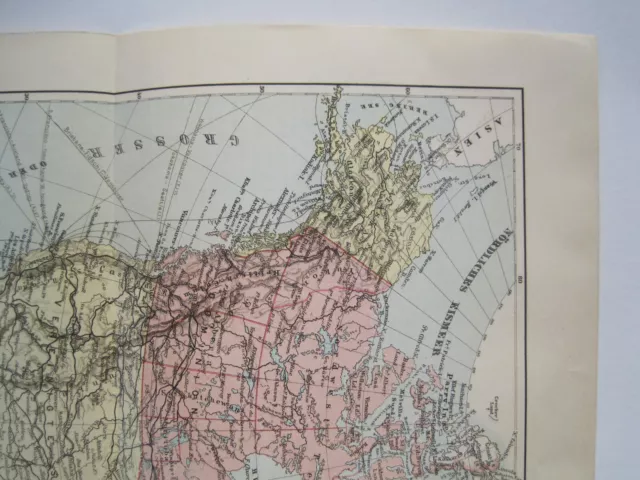 Alte Landkarte  NORD-AMERIKA "Politische Übersicht". Original um 1900 3