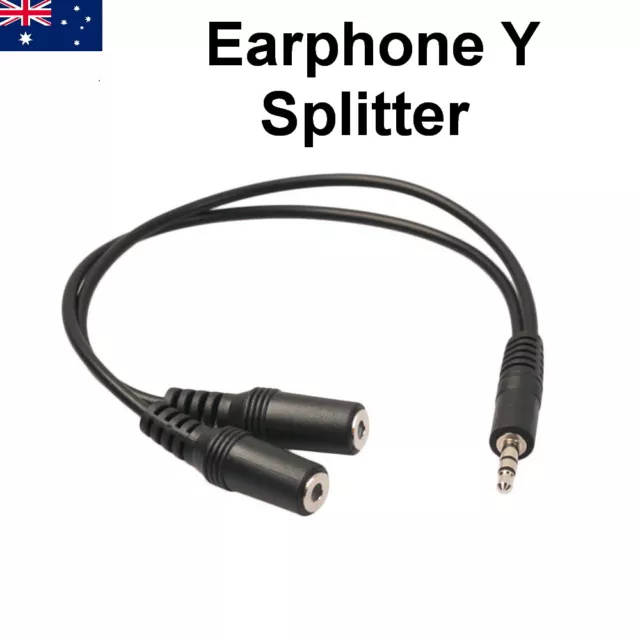 Earphone Y Splitter 3.5mm Jack 2 Plug Audio AUX Cable Auxiliary Stereo Adapter