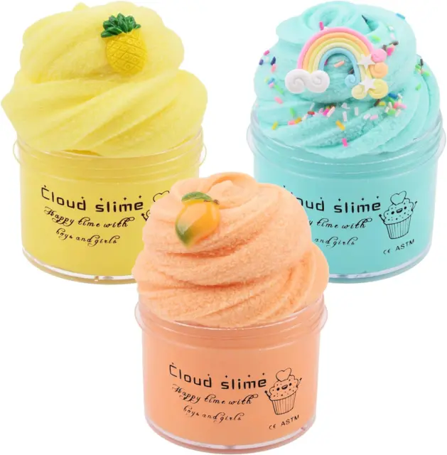 3 Pack Cloud Slime Kit Super Soft Non-Sticky Sludge Cloud Slime Putty Toys Birth