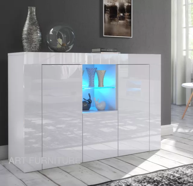 Sideboard Display Cabinet White Gloss &Matt TV Unit Cupboard LED Lights CL05