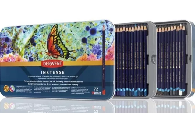 New Derwent Inktense Permanent Artist Pencils 72 Tin Plastic Intact RRP $229