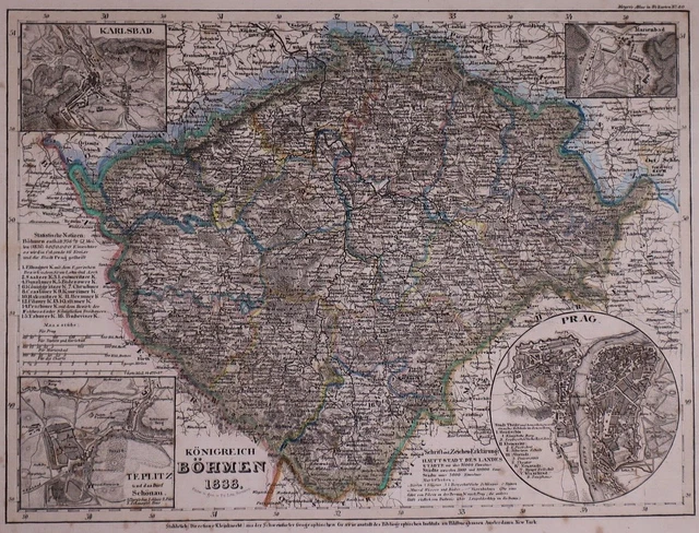 Dated 1838 Universal Atlas Map ~ BOHMEN / BOHEMIA ~ (10x12)-#1274