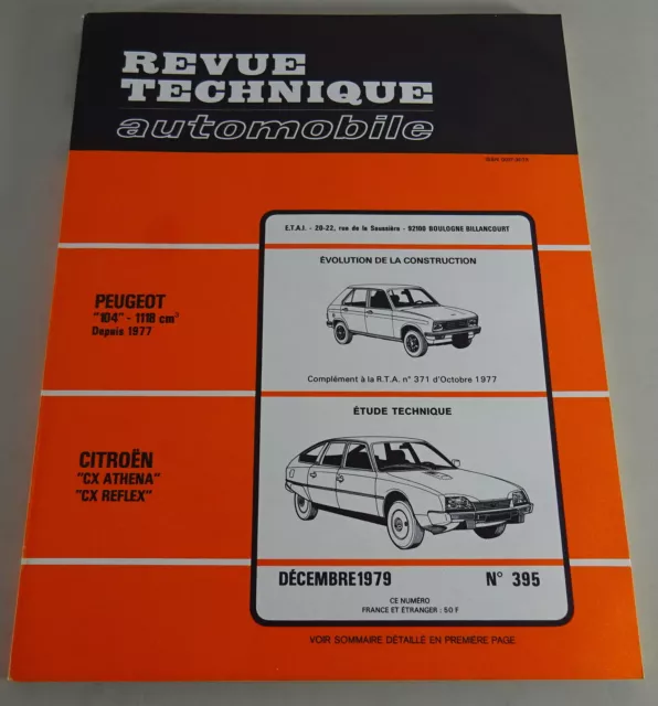 Reparaturanleitung Revue Technique Peugeot 104 / Citroën CX Stand 12/1979