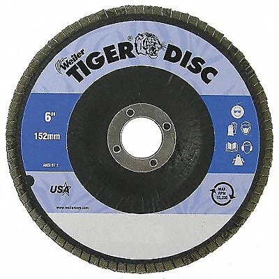 Flap Disc: Type 29, 6 in x 7/8 in, Zirconia Alumina, 40 Grit, Phenolic Bk, Std