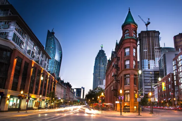 Toronto Ontario Canada Downtown Skyline At Dusk Landscape Poster 18x12