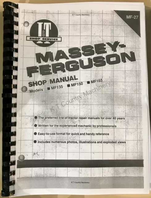 MF Massey Ferguson Tractor Workshop Manuals MF135,150,165 Series- FREE POSTAGE
