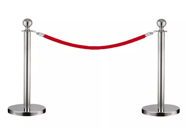 Crowd Control Stanchion Queue Barrier Post Chrome Crown Ball Top 2 Poles