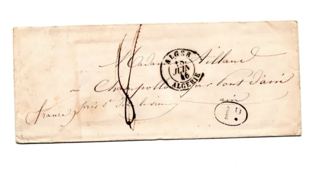 LETTRE ALGÉRIE marque postale ALGER 1846 / LETTER ALGIERS