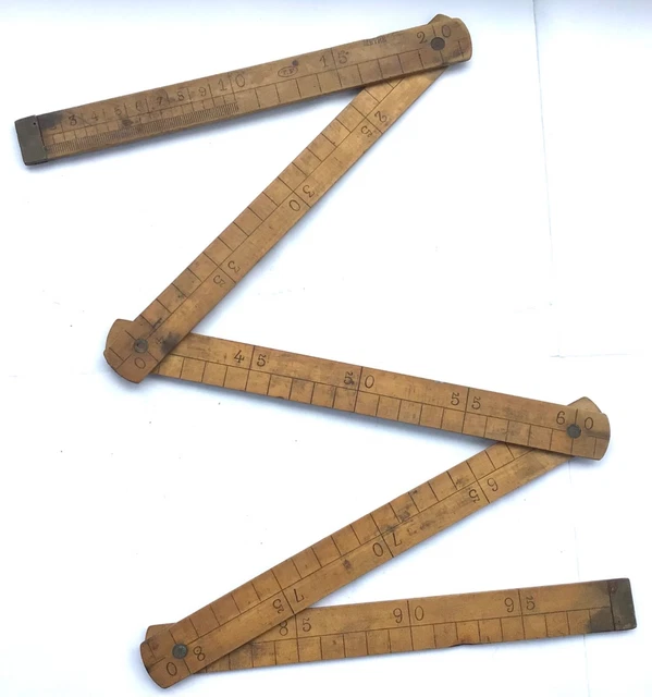 7 Outils Anciens Dont Mètre Pliant En Bois Vintage - Lot Occasion - Origine France