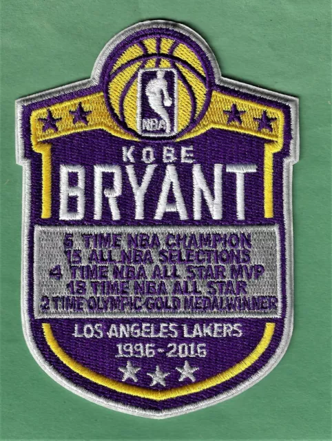 New 2 3/4  X 4 Inch Kobe Bryant 1978-2020 W/Stats Iron On Patch Free Shipping