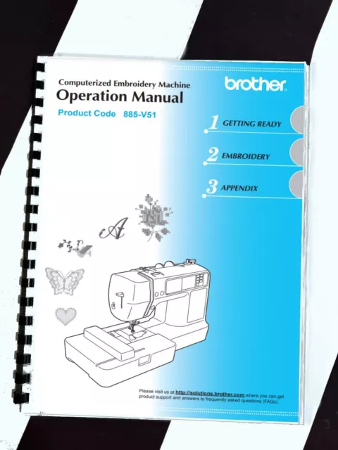 Brother Manual Reprint PE525 Computerized Embroidery Machine Comb Bound