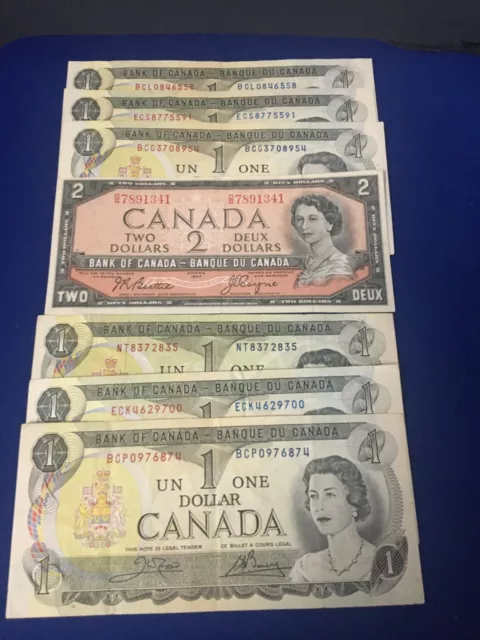 Canada 1954 - 1973 - Set of nice circulated 7 Canadian Bills!!