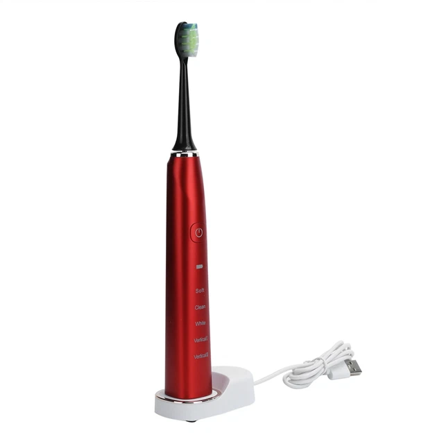 Cepillo de dientes eléctrico (rojo) ultrasónico USB inalámbrico