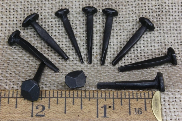 1" Rose head 10 nails square wrought iron vintage rustic Decorative historic