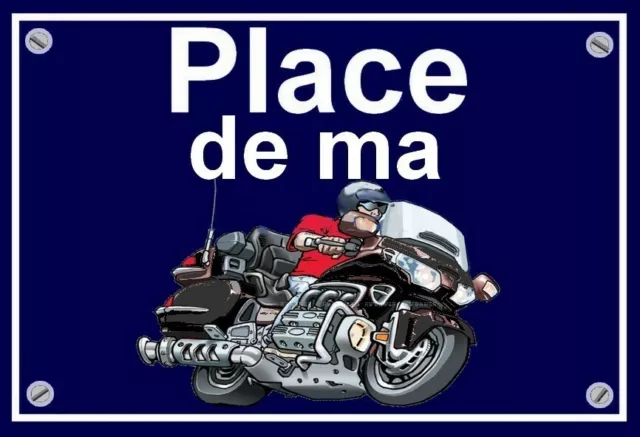 plaque " PLACE DE MA HONDA 1800 GOLDWING  "  ( noire )