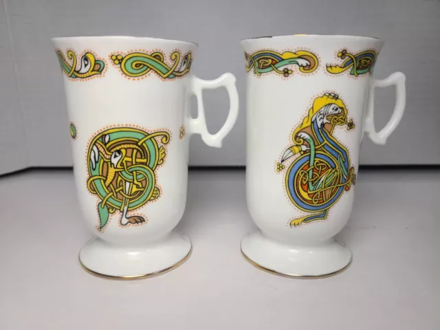 2 Mug Cup ROYAL TARA Fine Bone China CELTIC ART Book of Kells Design IRELAND