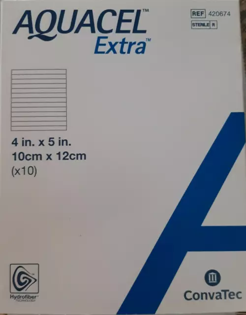 Vendaje para heridas de hidrofibra Aquacel extra 4x5 10 por paquete 3