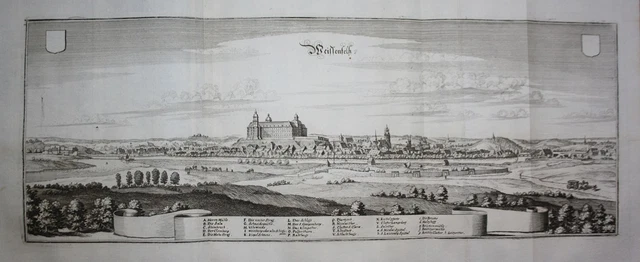Roccia Bianca An Der Saale Panorama Sassonia-Anhalt Incisione Merian 1650