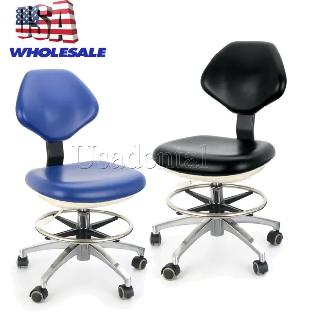 Dental Dentist Mobile Chair Doctor Assistant Stool Rolling Adjustable PU Leather