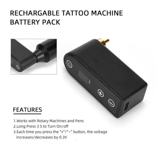 Alimentatore tatuaggio wireless ricaricabile 2000 mAh litio Battey interfaccia RCA -