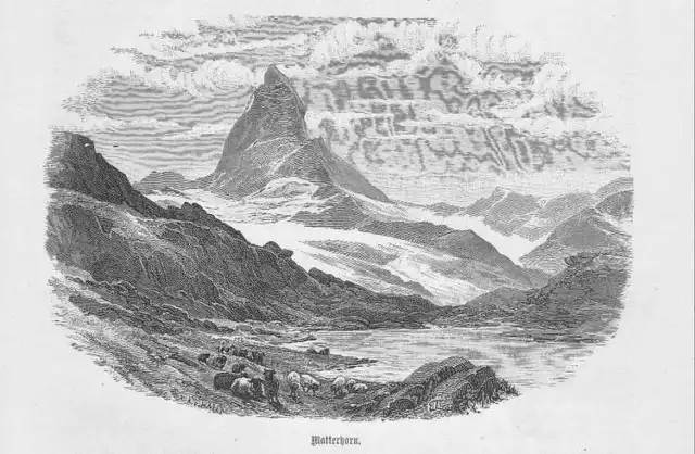 Das Matterhorn ds'Hore Monte Cervino Cervin HOLZSTICH von 1883