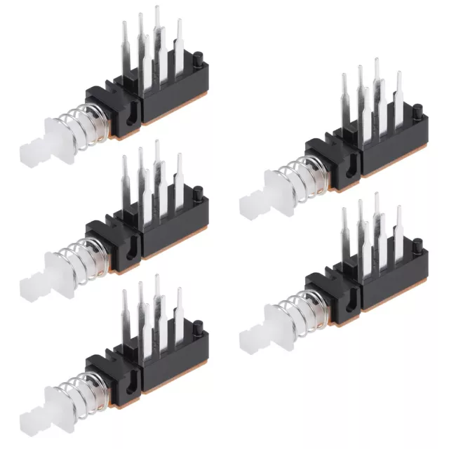 Push Button Switch DPDT 6 Pin 1 Position Self-Locking Black 5pcs