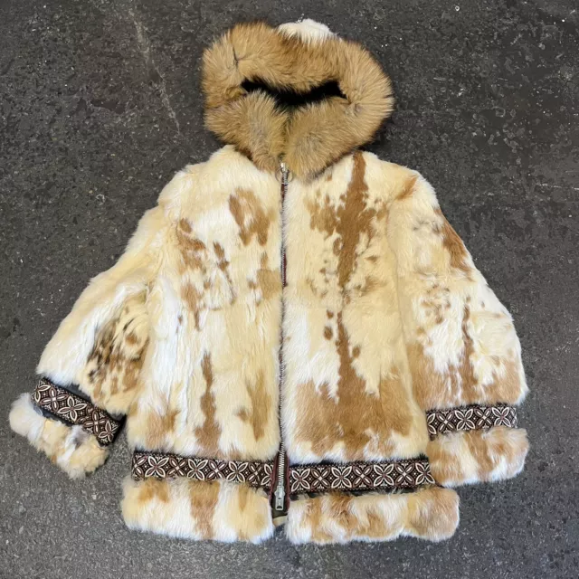 VTG ALASKA FUR Parka Eskimo Coat Jacket Hooded Rabbit Fox Talon Zipper ...