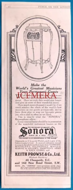 Keith Prowse & Co. Ltd., 'SONORA' Gramophone Advert - Antique 1921 Print