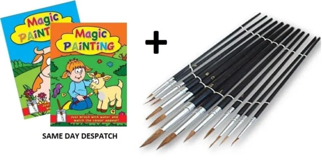 2 x Childrens Magic Painting Books A4 Paint with Water (Pack of 2 designs)