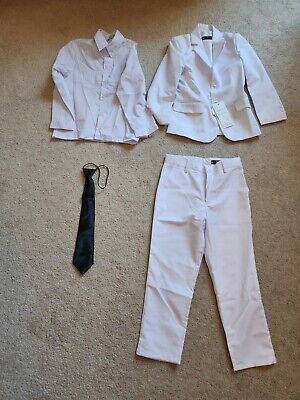 YuanLu Boy's 4-Piece Ring Bearer Wedding Outfit Suit Set, White, 6