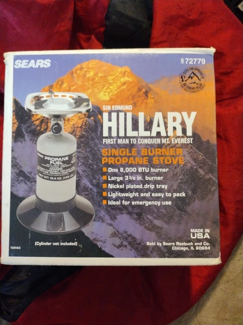 SEARS SIR EDMUND Hillary Single Burner Propane Tank Camping