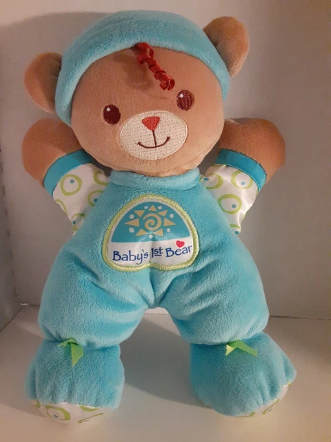 Fisher Price Lovie Baby's First Bear Blue Plush Rattle 2008 Stuffed Animal Toy