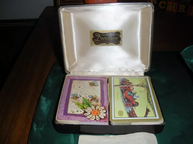 VINTAGE 1950S DURATONE Playing Cards Plastic Coated CANASTA 2 Decks $30.00  - PicClick