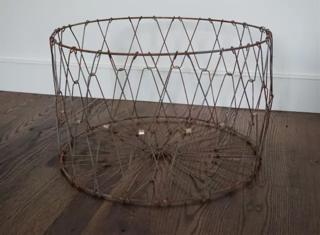 Vintage Metal Wire Collapsible Folding Basket Industrial Farm Sculpture 22" READ Vintage Metal Wire Collapsible Folding Basket Industrial Farm Sculpture 22" READ