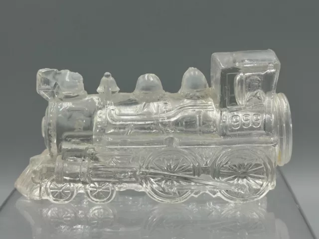 Vintage Locomotive 999 TRAIN Engine Figural GLASS CANDY CONTAINER E&A 487