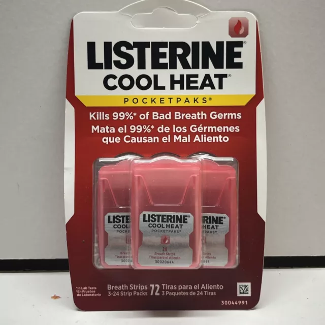 Listerine Cool Heat PocketPaks Cinnamon Flavor Breath Strips 3 Pack 72 Strips